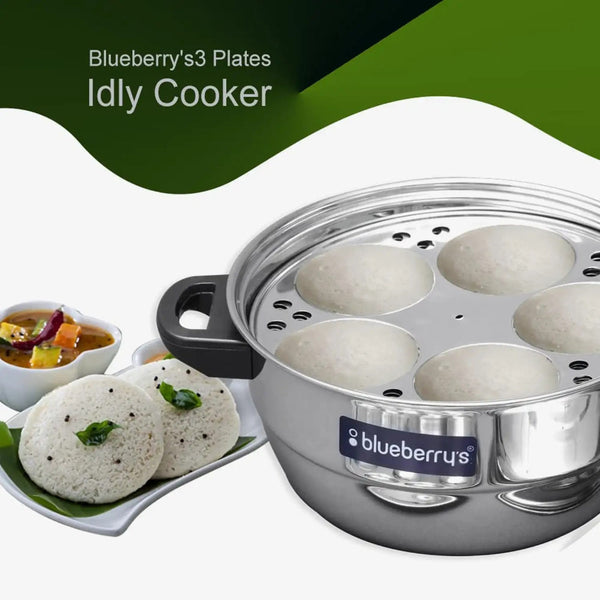 Blueberry’s Idli Cooker Stainless Steel 3 Plates 15 Idly