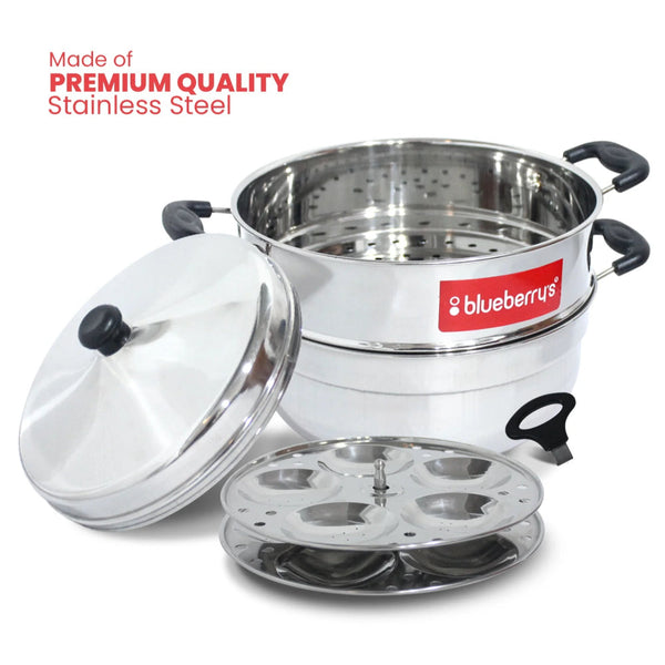 Blueberry’s Idli Cooker with Steamer and Stand Lifter Stainless Steel 2 Plates