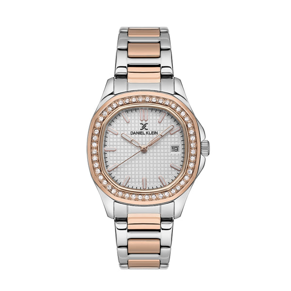 Daniel Klein Women Silver & Rose Gold Stainless Steel Analog Watch DK1136265