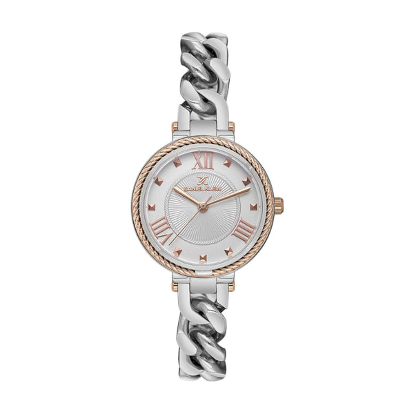 Daniel Klein Women Silver Stainless Steel Analog White Dial Watch DK1136274