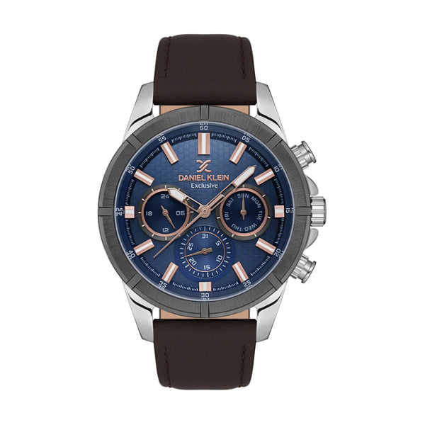 Daniel Klein Men Brown Leather Analog Blue Dial Watch DK1136554