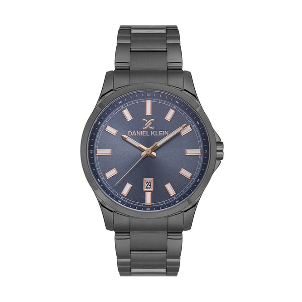 Daniel Klein Men Black Stainless Steel Analog Blue Dial Watch DK1136605