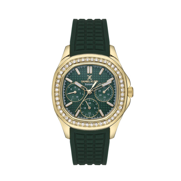 Daniel Klein Women Green Rubber Analog Green Dial Watch DK1136653