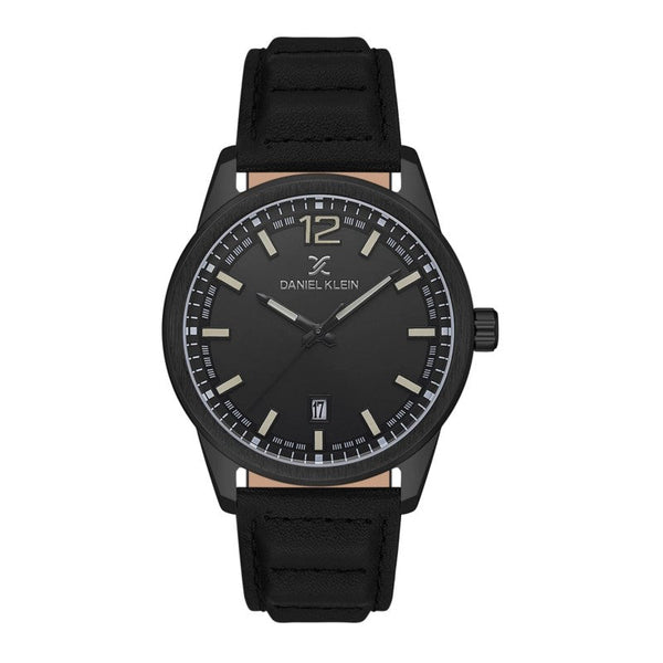 Daniel Klein Men Black Leather Analog Watch DK1136674