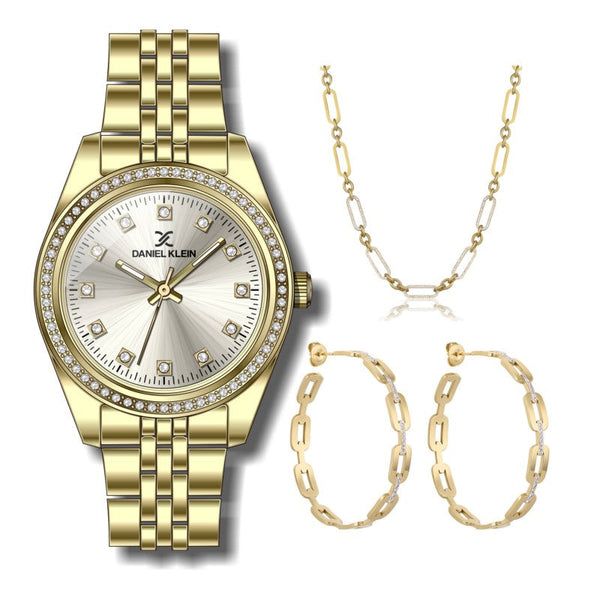 Daniel Klein Women Gold Stainless Steel Analog Watch Gift Set