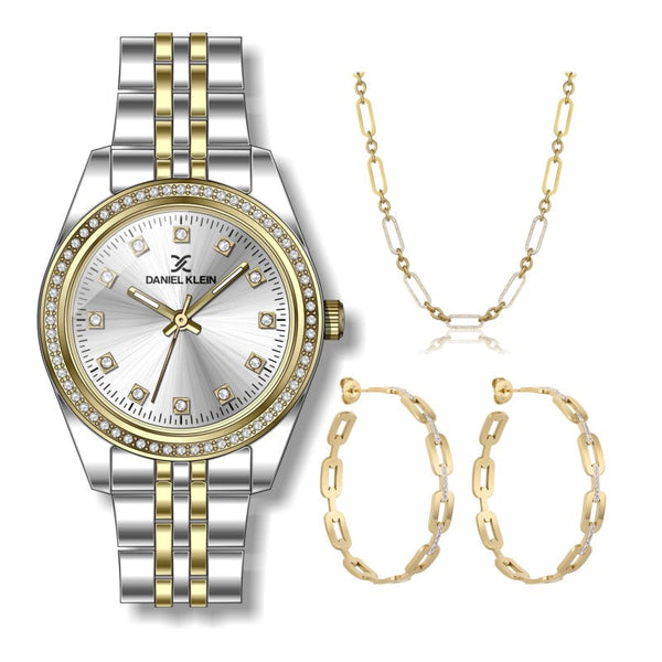 Daniel Klein Women Silver & Gold Stainless Steel Analog Watch Gift Set