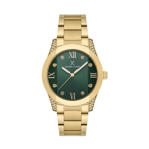 Daniel Klein Women Gold Stainless Steel Analog Green Dial Watch DK1137313