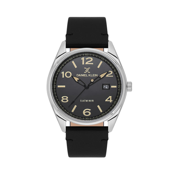 Daniel Klein Men Black Leather Analog Black Dial Watch DK1137322