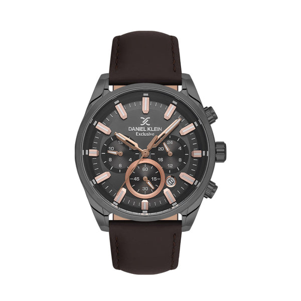 Daniel Klein Men Brown Leather Analog Black Dial Watch DK1137414