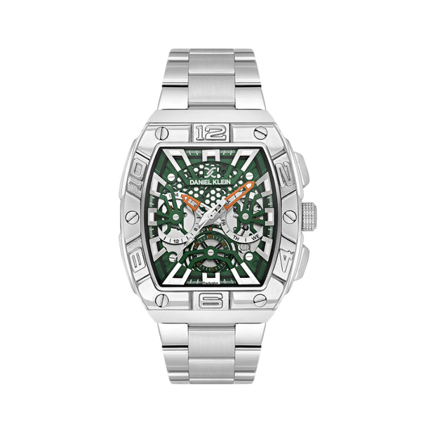 Daniel Klein Men Silver Stainless Steel Analog Green Dial Watch DK1137563