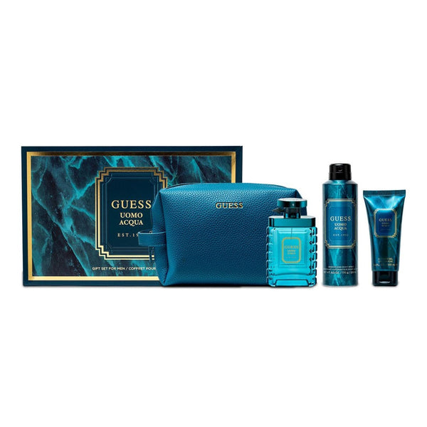 Guess Uomo Aqua for Men EDT 100 ml/ Shower Gel 100 ml/ Deo Spray 226 ml 3pcs Set