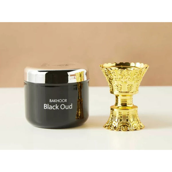 Hamidi Black Oud 70 grams Bakhoor with Gold Platted Burner 2pcs Gift Set