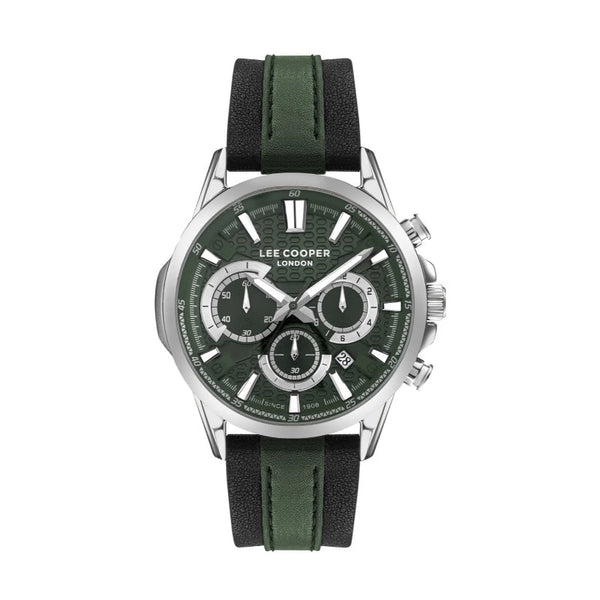 Lee Cooper Men Green and Black Leather Analog Green Dial Watch LC07493377