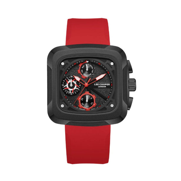 Lee Cooper Men Red Silicone Analog Black Dial Watch LC08012658