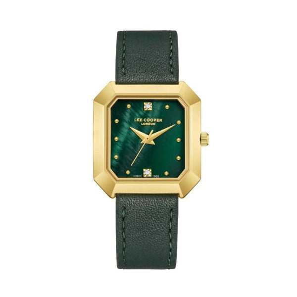 Lee Cooper Women Black Leather Analog Green Dial Watch LC08028175