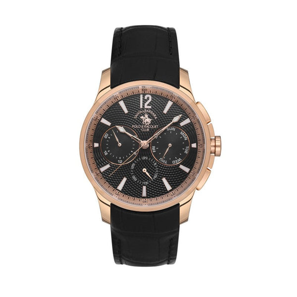 Santa Barbara Polo Men Black Leather Analog Watch SB1105385