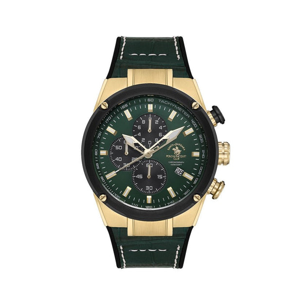 Santa Barbara Polo Men Green Leather Analog Watch